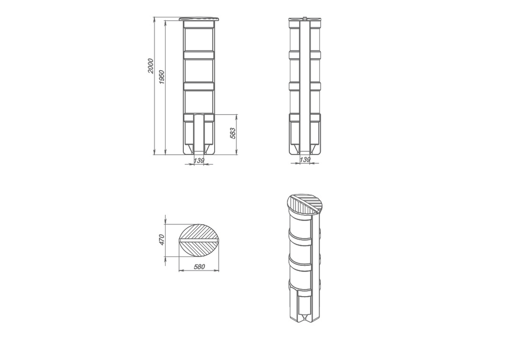 Колодец универсальный 2 м ЭкоПром(58x47x200см;) - арт.555820