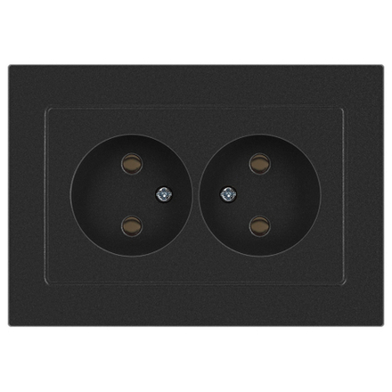 Розетка Intro Accent 6-204-07 , 2х2P, 16А-250В, IP20, СУ, AL/CU, графит