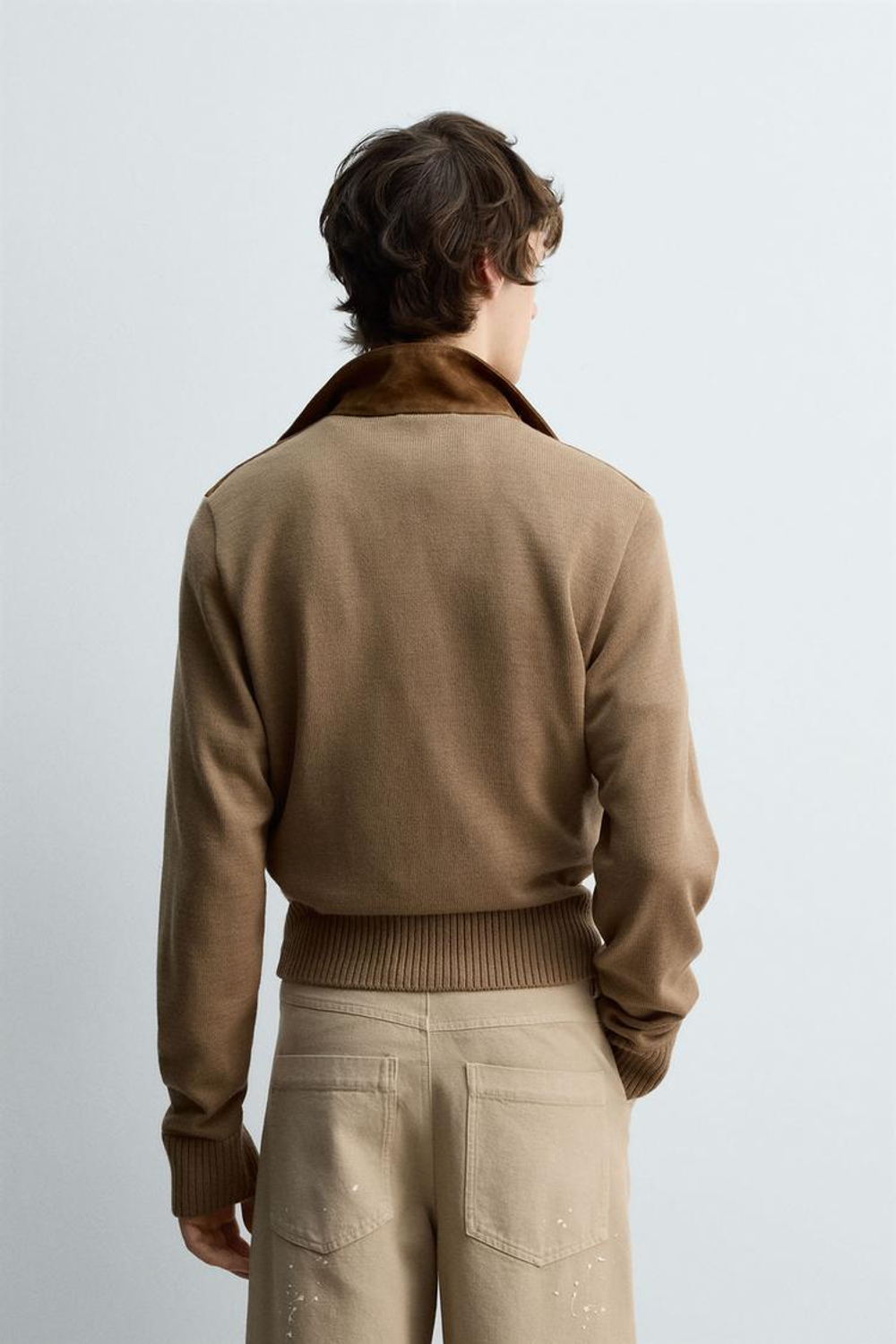 ZARA КОЖАНАЯ КУРТКА В КОМБИНЦИИ — LIMITED EDITION, ТЕМНЫЙ БЕЖЕВО-КОРИЧНЕВЫЙ