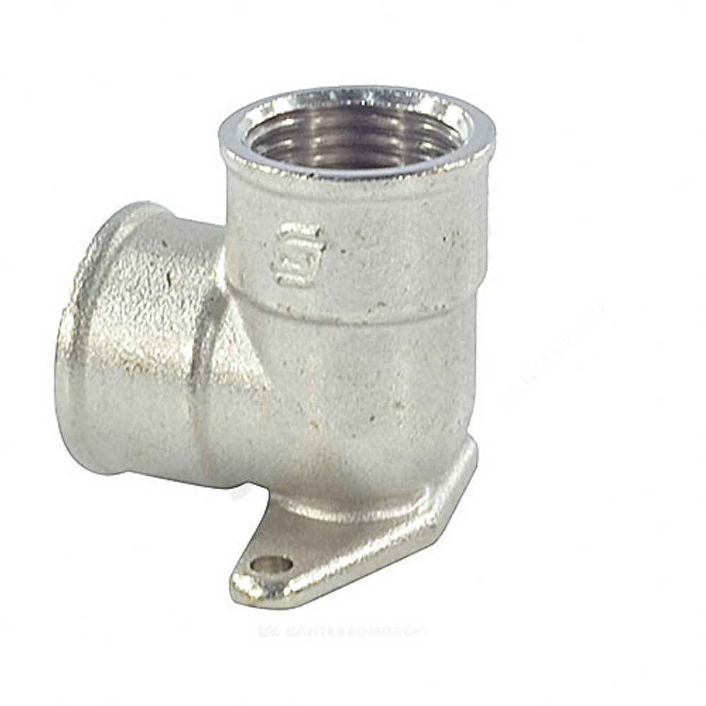 Угольник латунь никель установочный Ду 15 (1/2") 2 отверстия ВР/ВР SantechSystems