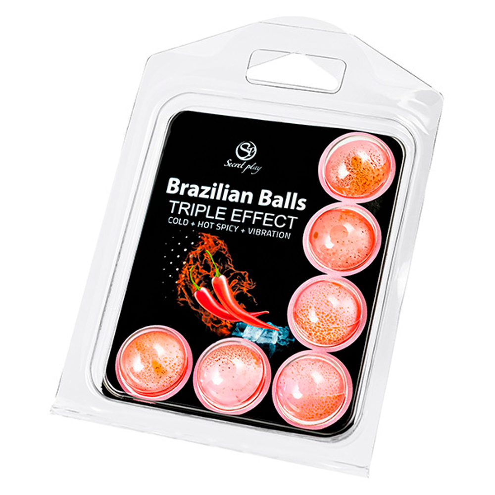 Набор из 6 шариков с массажным маслом и тройным эффектом Secret Play Brazilian Balls