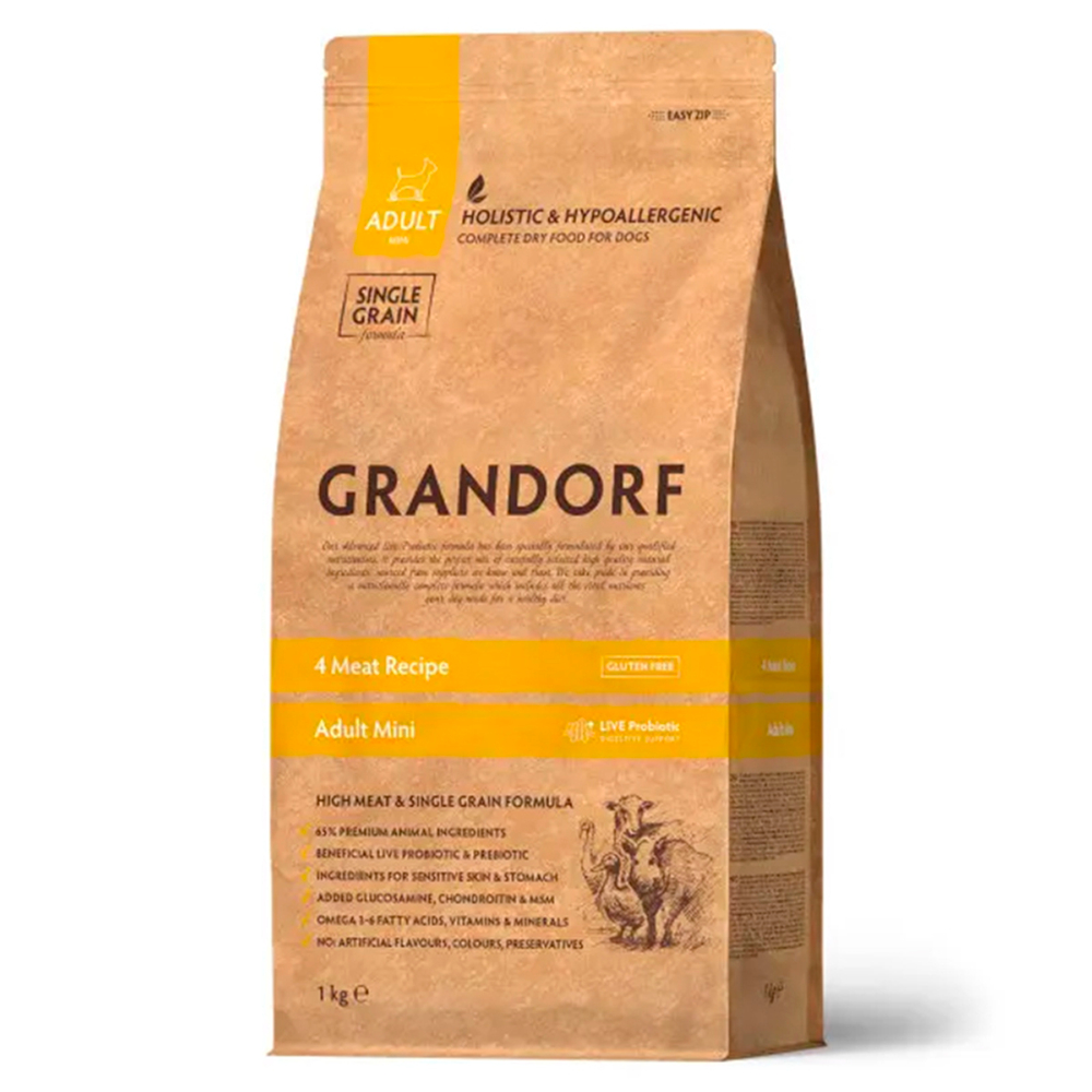 Сухой корм Grandorf Dog 4 Meat PROBIOTIC MINI 4 вида мяса для собак мини пород 1 кг (Грандорф)