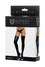 Чулки Glossy Lotis из материала Wetlook XL (48) (Цвет: черный)
