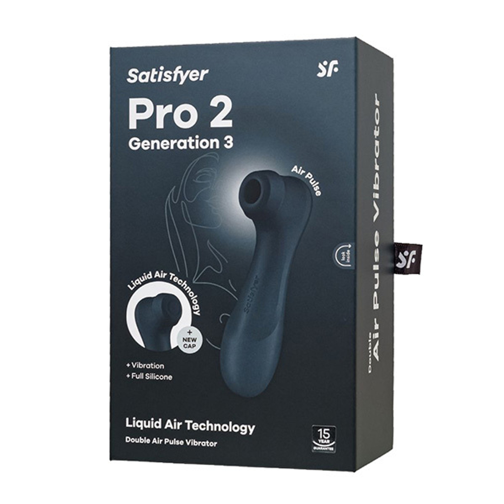 Черный вакуум-волновой клиторальный стимулятор 16,5см Satisfyer Pro 2 Generation 3