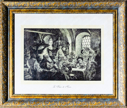 Домашний ужин (Le Dîner de Hoces). Россия. XIX век. Резцовая гравюра. 68 х 57.