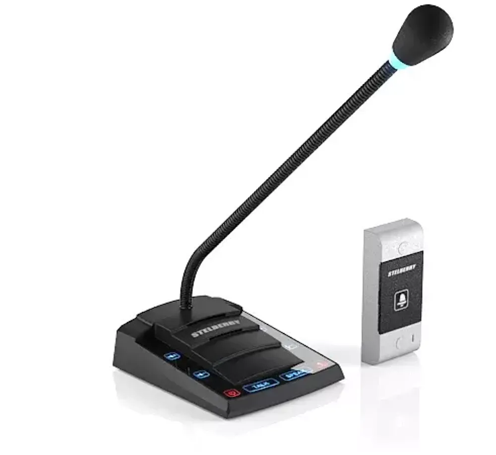 Цифровое переговорное устройство КЛИЕНТ-КАССИР с функцией громкого оповещения и вызова Stelberry S-520