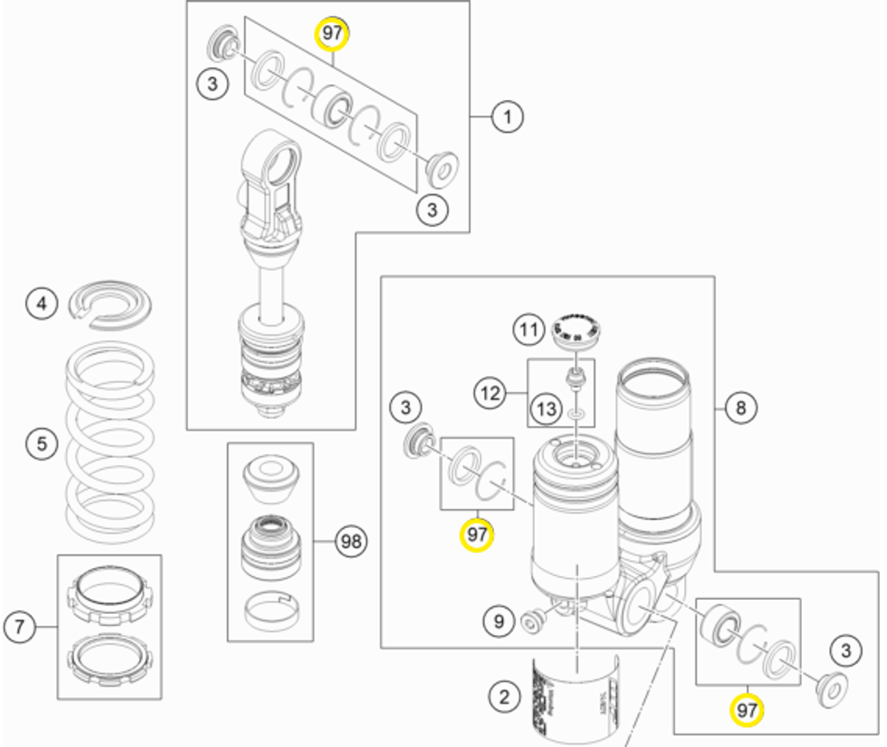 Подшипник амортизатора KTM, HQV, GASGAS 12mm