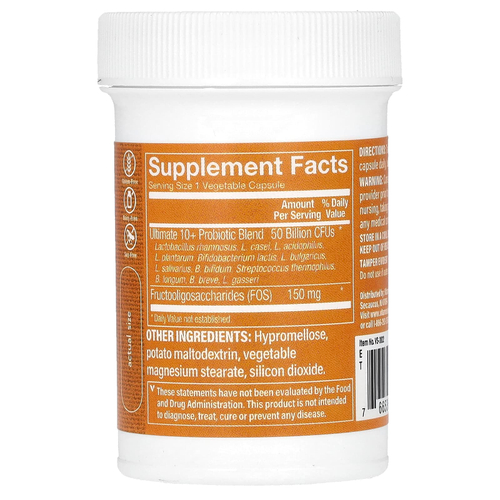 The Vitamin Shoppe, Ultimate 10+, пробиотики, 50 млрд, 30 растительных капсул