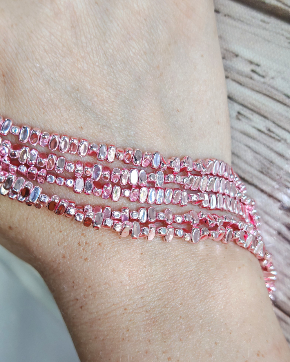 гплит42-р Гематит синт. плитка 4*2мм, розовый, нить 38см