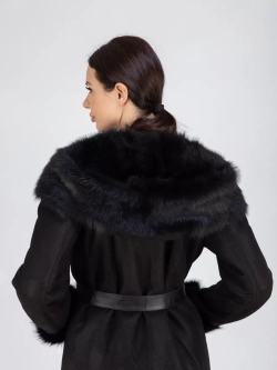 Дубленка зимняя натуральная с капюшоном длинная и теплая