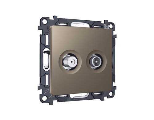 MA643310 Комплект механизма розетки TV оконечной + SAT 5-862MHz 3.5dB/950-2150MHz 3.5dB ALFA Темная бронза матовый QUANT (AP6433, VM217)