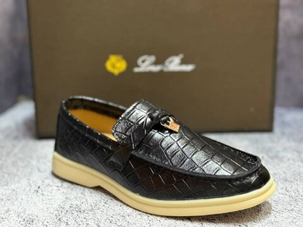 Детские кожаные лоферы мокасины Loro Piana (crocodile)