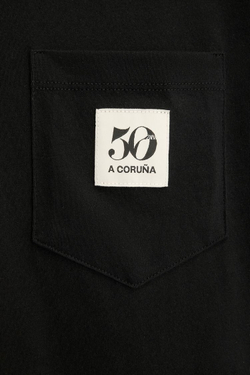 ZARA ФУТБОЛКА С НАШИВКОЙ, ЧЕРНЫЙ