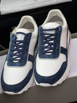 Мужские кроссовки Brunello Cucinelli Panelled бело-синие