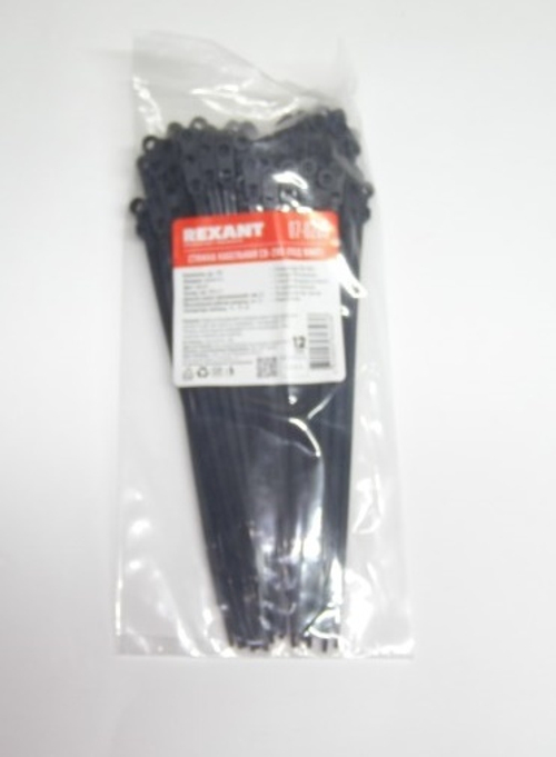 Хомут-стяжка нейлон под винт 4.3*200 мм черная (в 1 уп. 100 шт) (REXANT)
