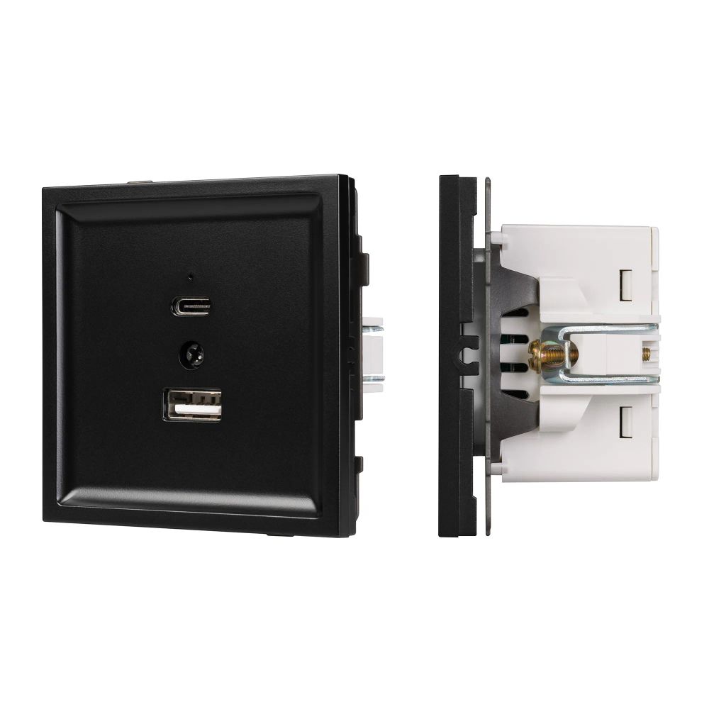 Механизм USB розетки SCT-TENDO-MUAC-PL-BK (5V, 3A, QC3) (Arlight, Черный) 054095