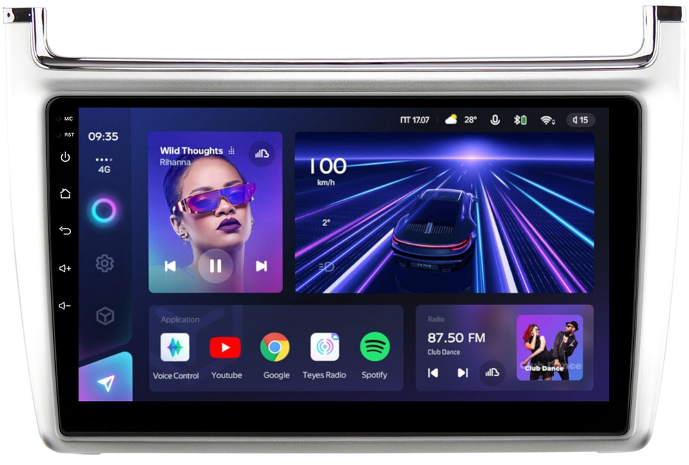 Магнитола для Volkswagen Polo 2009-2020 (рамка серебро) - Teyes CC3L на Android 10, 8-ядер, CarPlay, 4G SIM-слот