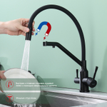 Смеситель для кухни с подключением фильтра Raglo R81.62.06, черный