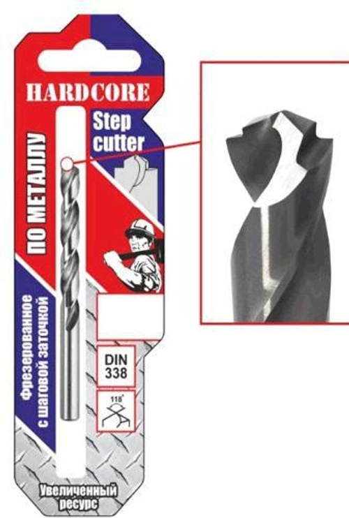 Сверло по мет. HSS фрез. с шаговой заточкой  6.5х101мм Step Cutter / Hardcore 140065