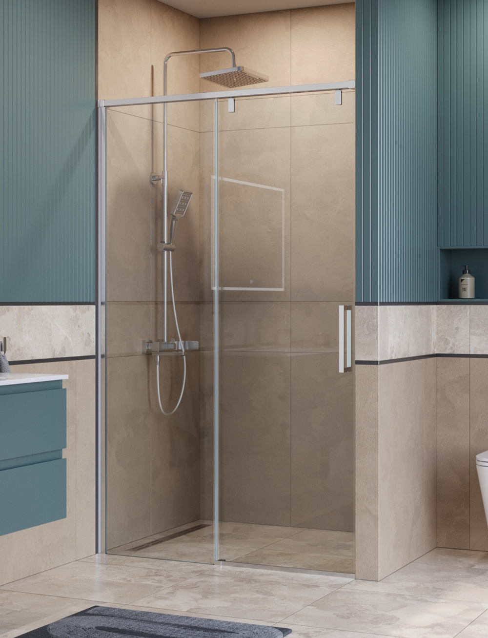 Душевая дверь шириной 140см BelBagno SOFT_CLOSE-1-BF-1-140-C-Cr профиль хром, стекло прозрачное