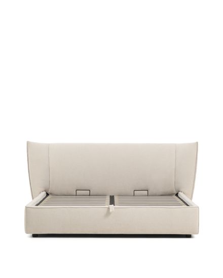 Кровать Arvian бежевого цвета из шенилла с ящиком для хранения 180 х 200 см