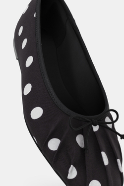 ZARA БАЛЕТКИ В ГОРОШЕК С БАНТИКОМ, ЧЕРНЫЙ