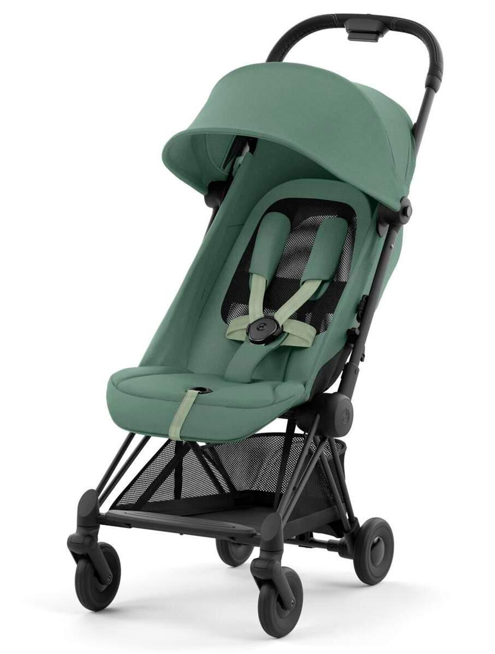 Прогулочная коляска Cybex Coya Leaf Green с дождевиком и бампером/Matt Black