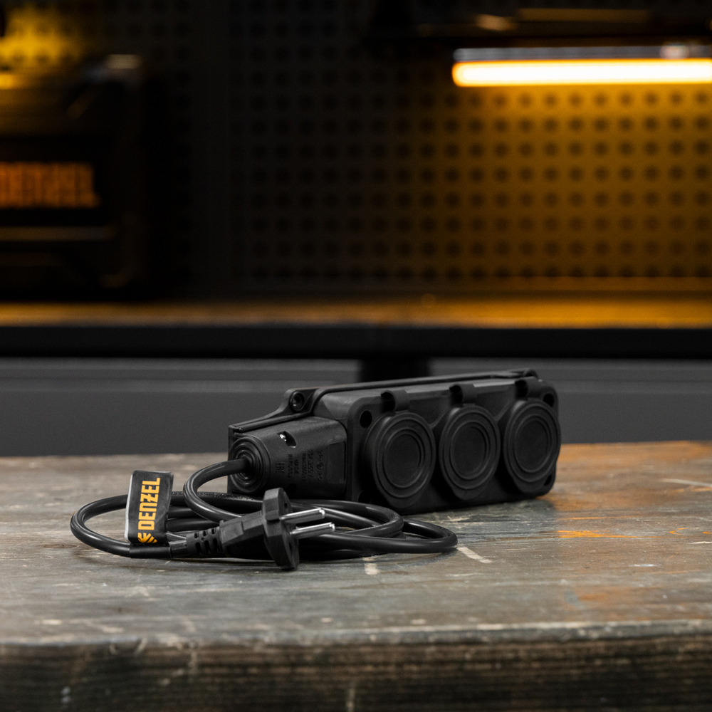 Шнур сетевой Energy Series, ПВС, 1,5 м, 2 x 1 мм, с неразборной вилкой, черный, Denzel