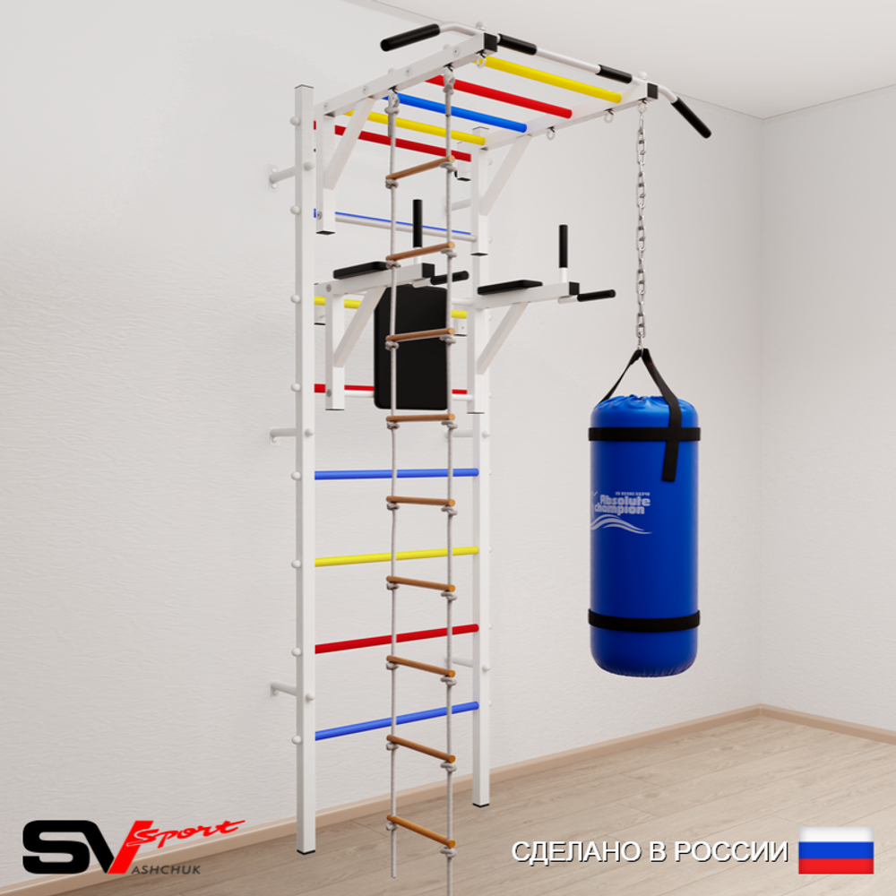 Шведская стенка Sv Sport усиленная 6422 (Турник рукоход/Брусья/Лестница/Цепь/Мешок 22кг)