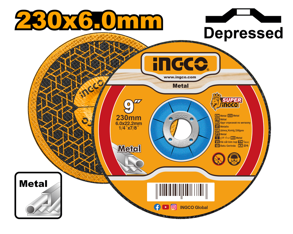 Круг шлифовальный по металлу INGCO MGD602301 230х6,0х22,2 мм Metal