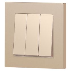Выключатель Intro Accent 6-106-04 тройной, 10А-250В, IP20, СУ, AL/CU, шампань