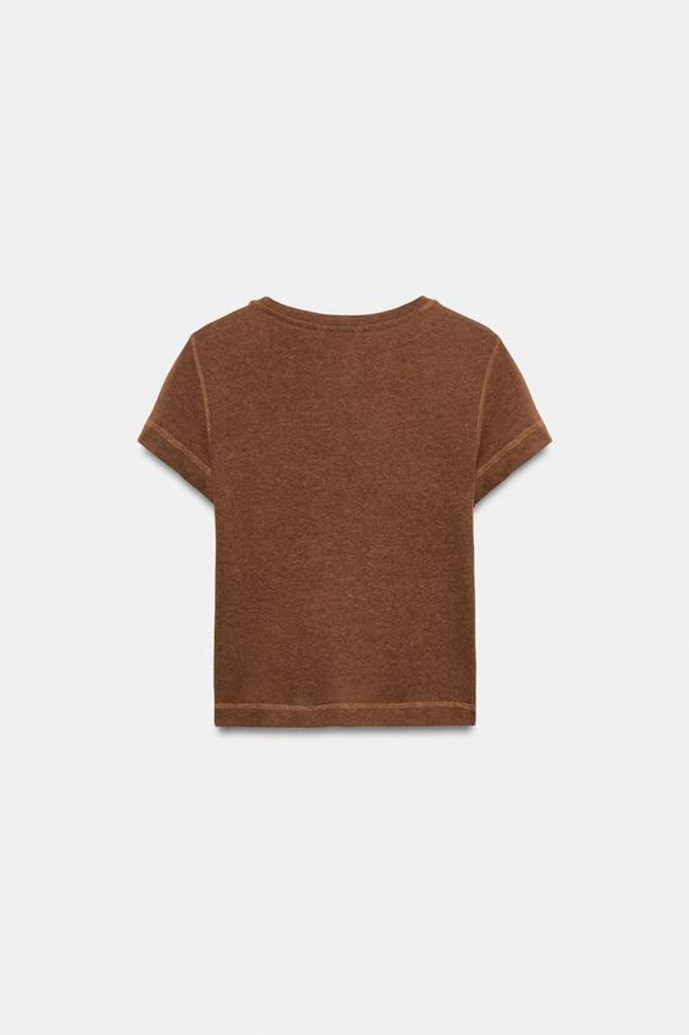 ZARA ФУТБОЛКА В СТИЛЕ РУСТИК С КОРОТКИМИ РУКАВАМИ, ЦВЕТ ЖЖЕНОГО АПЕЛЬСИНА