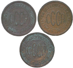 Набор из 3-х медных монет полкопейки 1925, 1927, 1928 гг. (F)