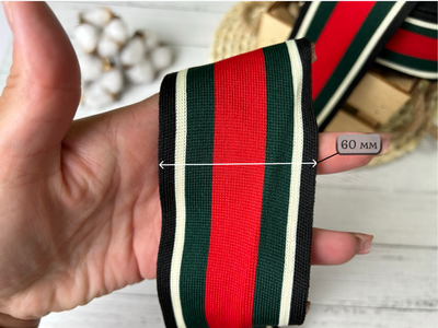 Лампас ТРИКОТАЖН. 6 см красно-зеленый