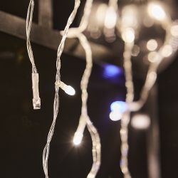 ULD-B25006-440-TTK WARMWHITE-WHITE IP44 Бахрома светодиодная с эффектом мерцания. 25м. Соединяемая. 440 светодиодов. Теплый белый и белый свет. Провод прозрачный. ТМ Uniel