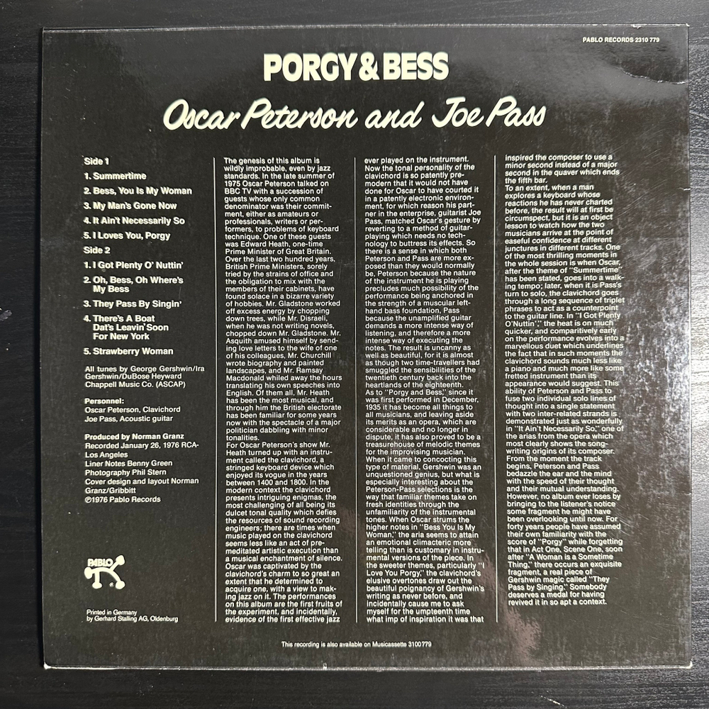 Oscar Peterson And Joe Pass - Porgy & Bess (Германия 1976г.)