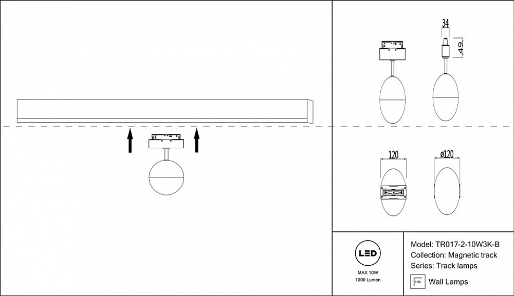 Светильник на штанге Maytoni Kiat TR017-2-10W3K-B