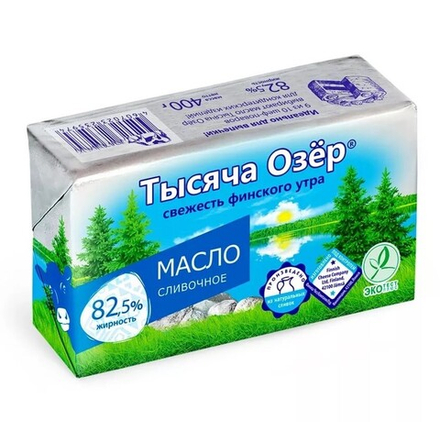 Масло сливочное "Тысяча озер" 82,5%, 400г