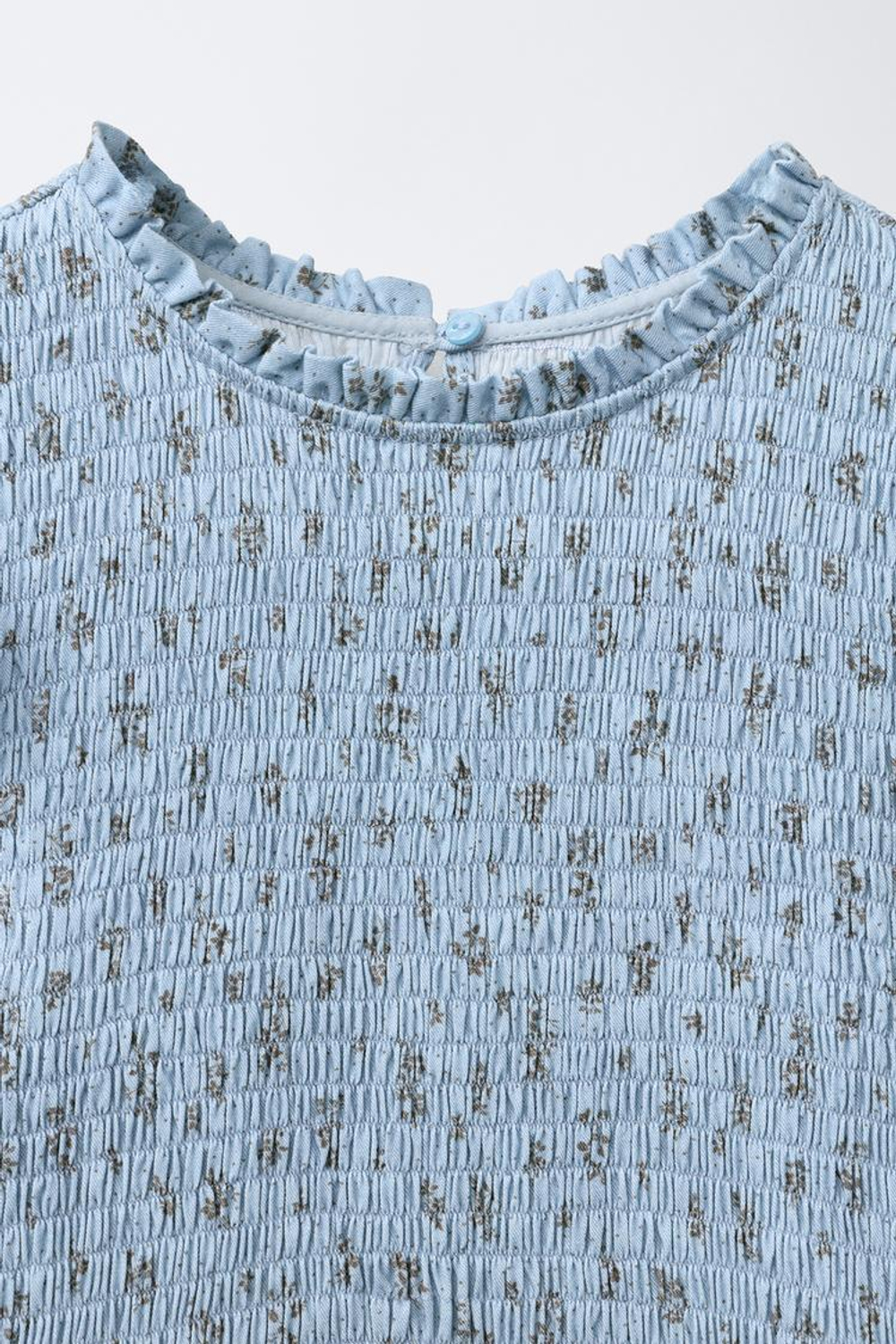 ZARA ПЛАТЬЕ С ЦВЕТОЧНЫМ ПРИНТОМ И УЗОРОМ «СОТЫ», ГОЛУБОЙ