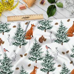 Ткань саржа лисы в елках