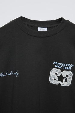 ZARA ЛОНГСЛИВ С НАДПИСЬЮ И ПРИНТОМ «ЦИФРЫ», АНТРАЦИТОВО-СЕРЫЙ