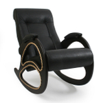 Кресло-качалка №4 каркас - Венге, экокожа - Дунди-109 (черный)