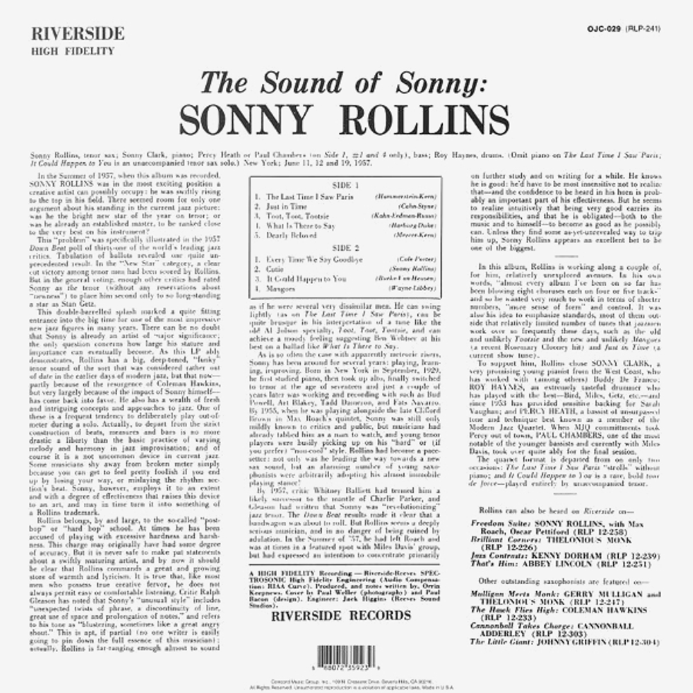 Sonny Rollins / The Sound Of Sonny (LP)