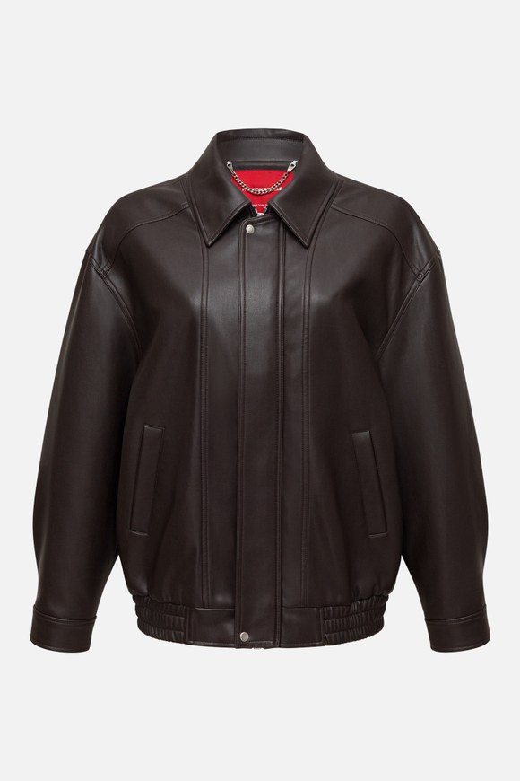 Бомбер оверсайз из экокожи