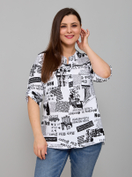 Блузка БЛ-131/чернобелый-газета