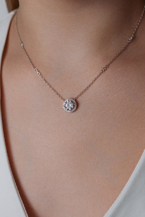 Колье "DIVA" с розовым цирконием