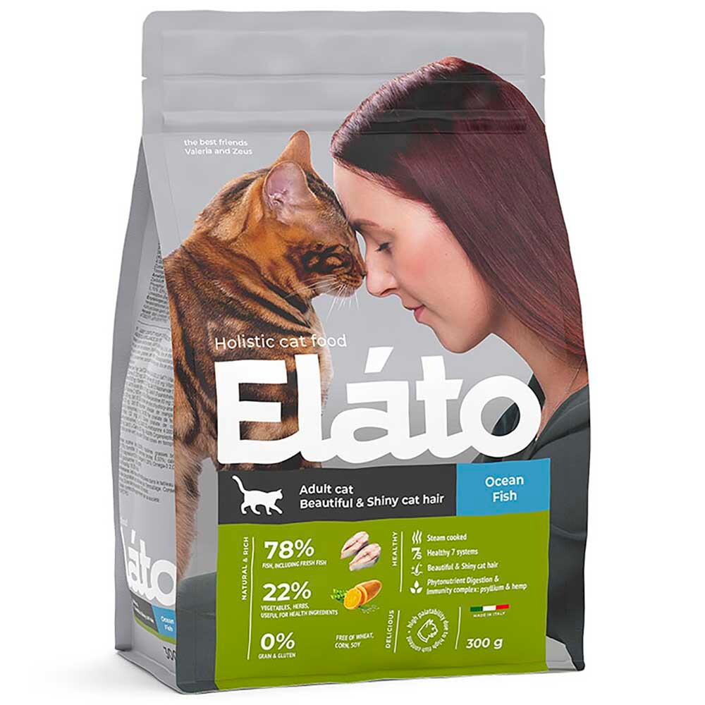 Elato Holistic корм для кошек для красивой и блестящей шерсти с рыбой (Adult Cat Ocean Fish / Beautiful & Shiny Cat Hair)