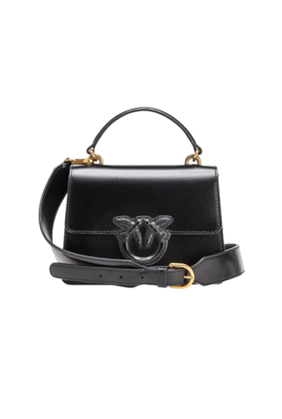 MINI LOVE BAG ONE TOP HANDLE LIGHT WITH LEATHER BUCKLE – black-antique gold