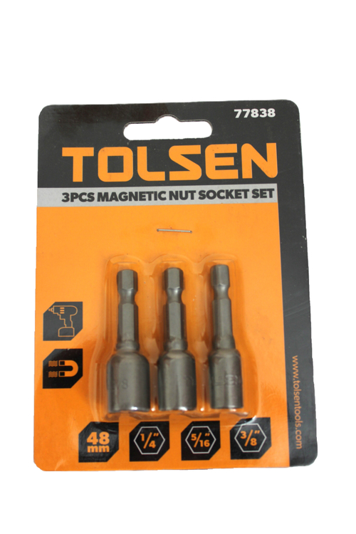 Биты с торцевыми головками TOLSEN 1/4" 5/16" 3/8" 48мм 3шт. 77838