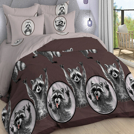 Комплект постельного белья "ВЛ. ЕНОТЫ", поплин Премиум, 100% хлопок.